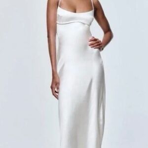 White Satin open Back Dress - Zara